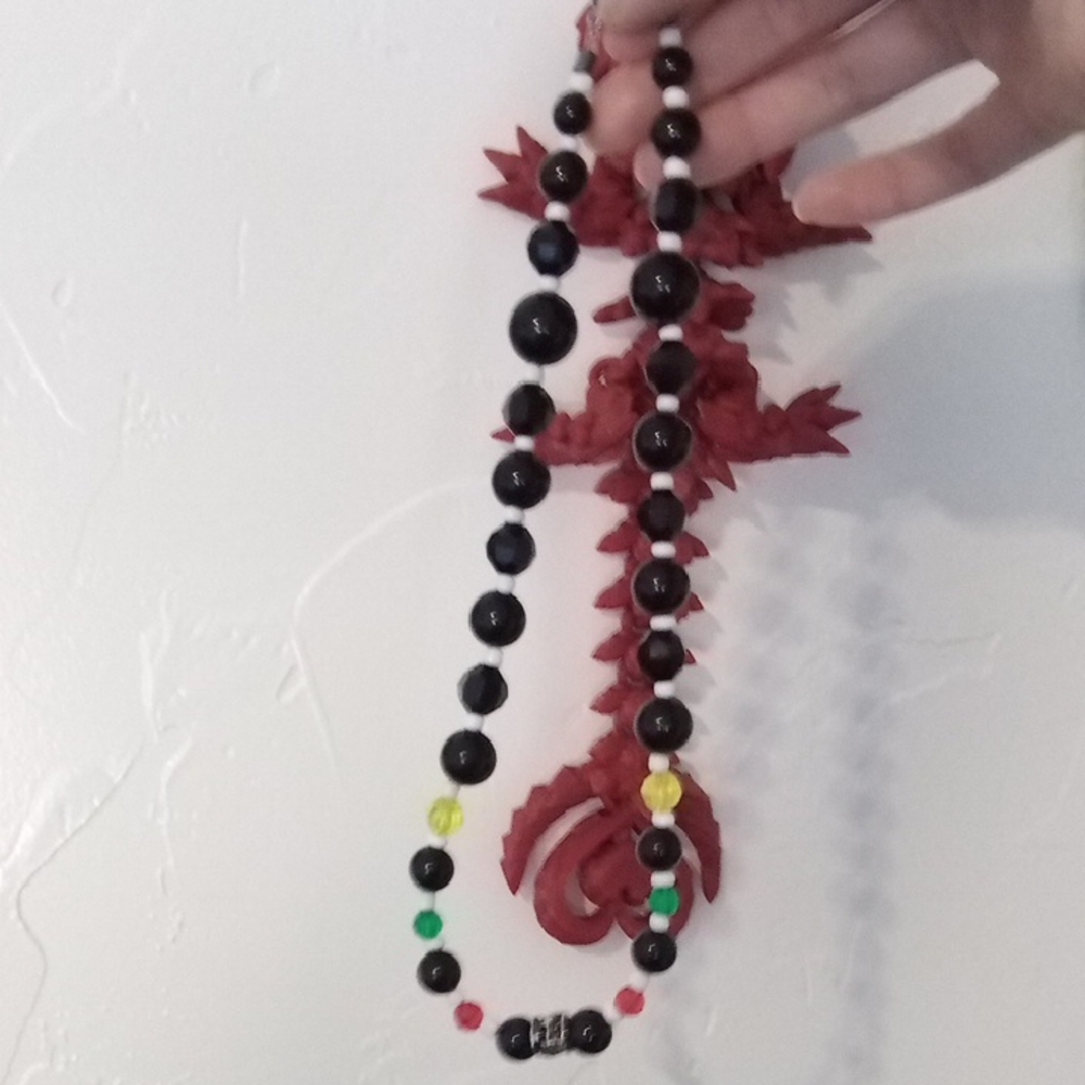 Chic Black Beaded Necklace with Colorful Accents